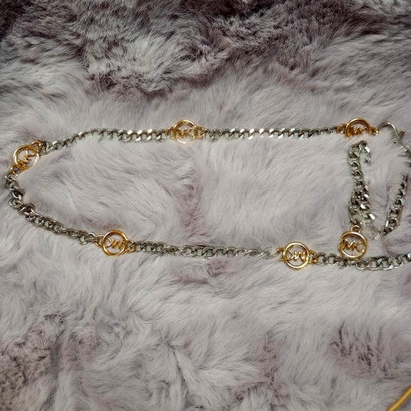 Michael Kors silver and gold logo chain link belt OSFM